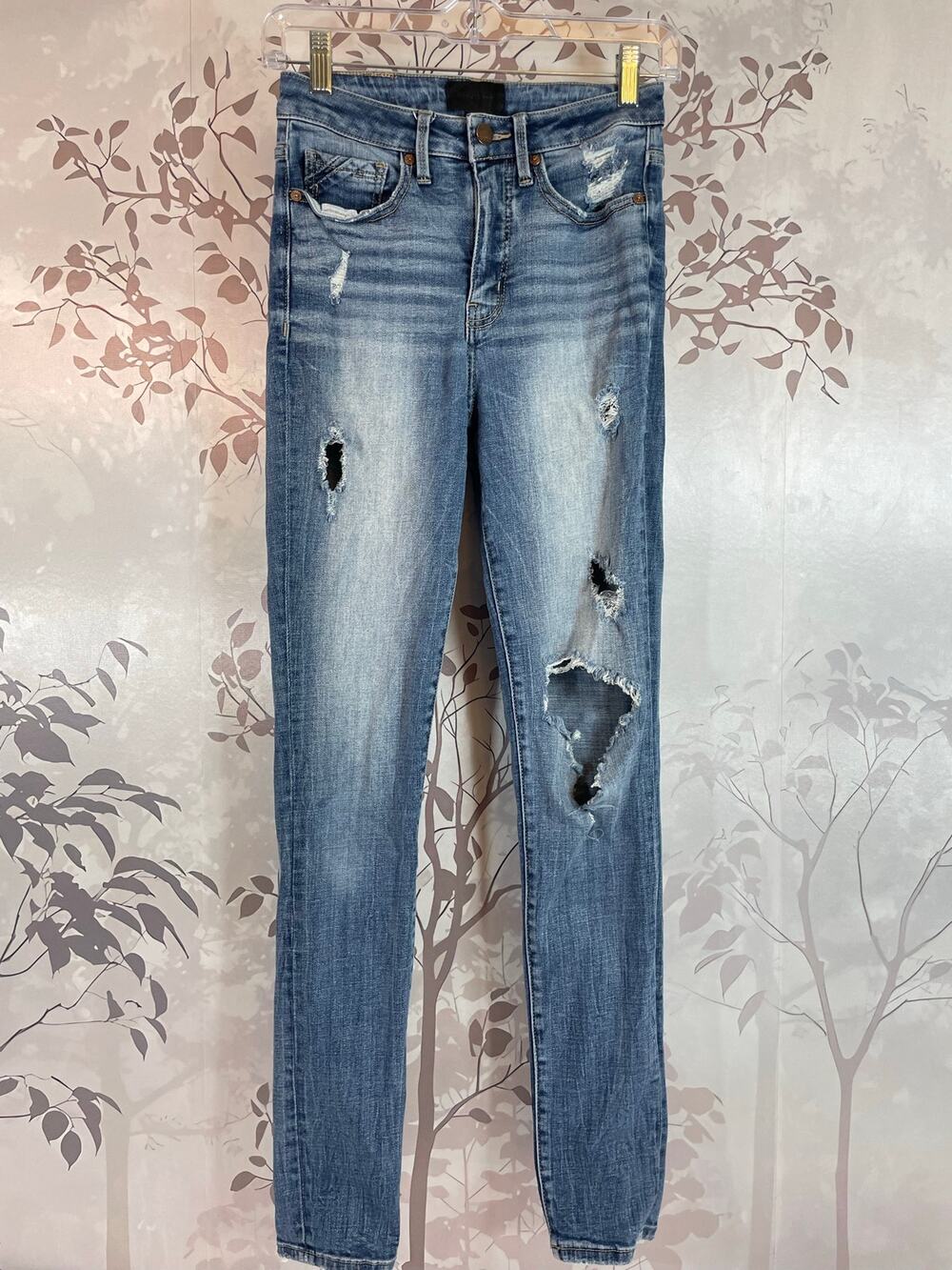 Buckle Black Fit No. 35 Distressed High Rise Skinny Blue Denim Jeans 26x30